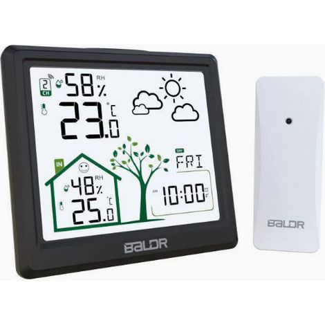 Station météo sans Fil, Thermomètre Hygromètre Baromètre Intérieure Extérieure avec Capteur Blanc (1/5)