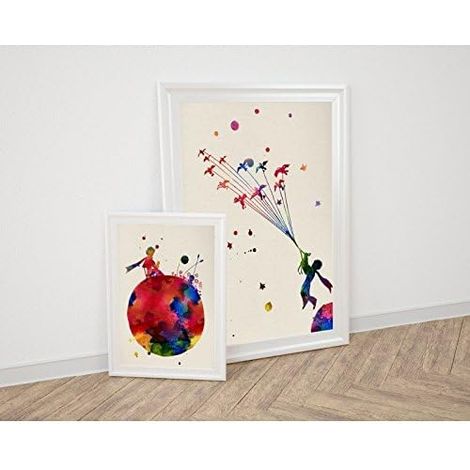 Pack d'images pour encadrer Le Petit Prince carteète. Affiches de style aquarelle avec des images du petit prince. Décoration d'intérieur. Feuilles d'encadrement. Sans cadre. (1/5)