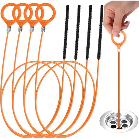 TrAdE Shop Traesio - Kit 5 Strumenti Per Pulizia Scarico Aste Flessibili Rimuovi Capelli Doccia Lavandino Vasca - (1/5)