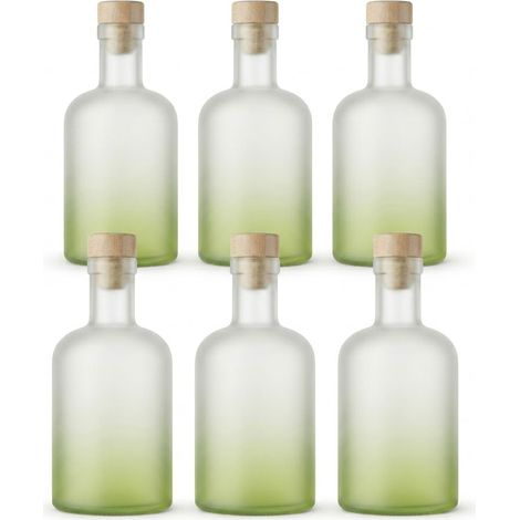 6 Bottiglie TONDE in vetro satinato 500 ml gialla ideale in freezer limoncello vodka freschi con tappo per conservare e servire  liquoria maro design elegante