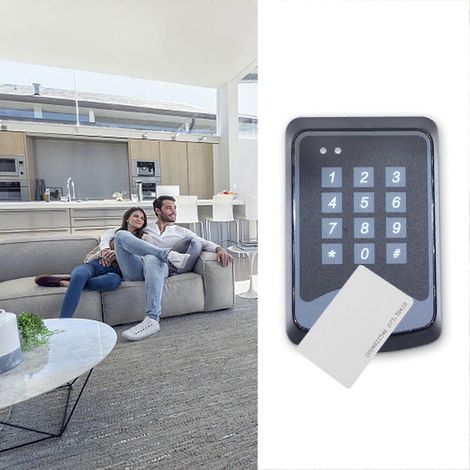 Clavier de contrôle d'accès, lecteur de cartes d'identification pour 1000 utilisateurs, clavier rétroéclairé, alarme anti-sabotage, compatible avec les maisons et les immeubles de bureaux. (1/5)