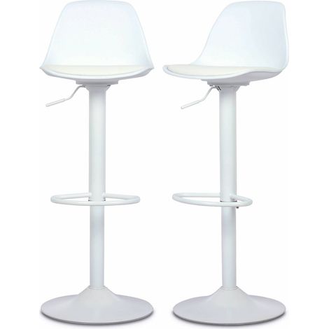 sweeek - 2er Set verstellbare Barhocker mit Sitzbezug aus Kunstleder