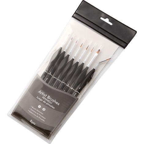 8 pièces ensemble de pinceaux de peinture de détail professionnels miniatures fins minuscules artistes en nylon cheveux manche en bois pinceau pour huile acrylique aquarelle ongles visage détaillant r (1/5)