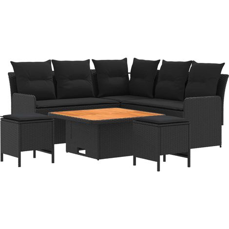 Set di Mobili 6 pz Nero 90 x 90 x 68 cm Rattan in PE vidaXL (1/5)