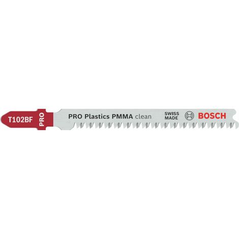 Lame de scie sauteuse PRO Plastics PMMA clean T102BF Bosch 92 mm 5 pces - 2608636781