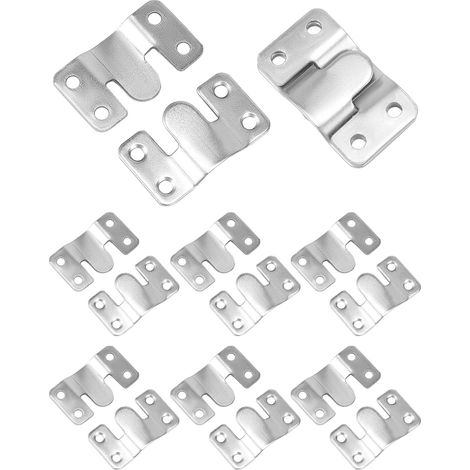 16 Paare Ineinandergreifende Haken Bilderhaken Spiegel Aufhängung Haken Sofa Bett Verbinder - Edelstahl - 54x30 mm
