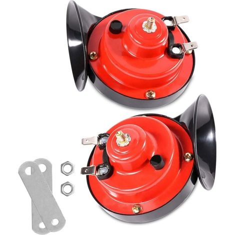 Cornet Klaxon Automobile - Double Fréquence Haut-Bas - Étanche IP67 - 12 V - Pour Voiture Utilitaire Camping-Car - Paire