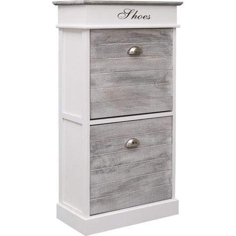 Scarpiera scarpiera mobile portaoggetti ingresso corridoio soggiorno 50 x 28 x 98 cm Legno di Paulownia grigio 020021773
