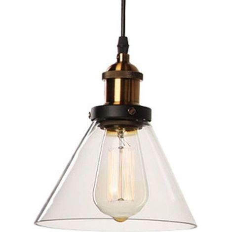 Lustre de style industriel, suspension vintage en métal et verre, plafonnier avec douille E27, plafonnier moderne pour salle à manger ou cuisine (non inclus) (B)