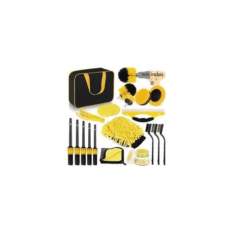 Lot de 20 Pcs Brosse Perceuse,Brosse Nettoyage Rotative Voiture Brosse Visseuse pour Voiture/Jantes/Baignoire/Carrelage/Cuisine (1/4)