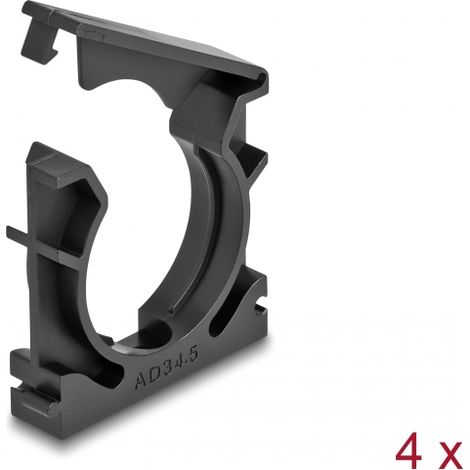 Delock Soporte para funda de cable con clip de bloqueo 34,5 mm 4 piezas negro