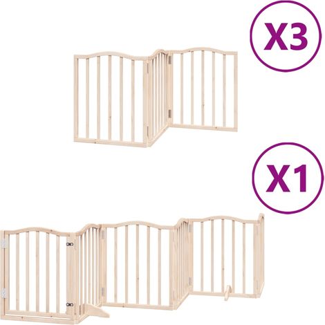 Puerta de seguridad para mascotas puerta plegable 15 paneles madera de álamo marrón 020023199 (1/5)