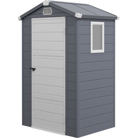 4.4ft x 3.3ft size Aluminium Frame and Plastic Wall Shed, with Foundation - Grey