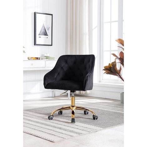 Velvet Swivel Office Chair, Dressing Table Chair, Fabric Office Chair, Pretty Novelty Office Chair, Gold Office Chair for Girls, 360° Adjustable Reception Chair (1/5)