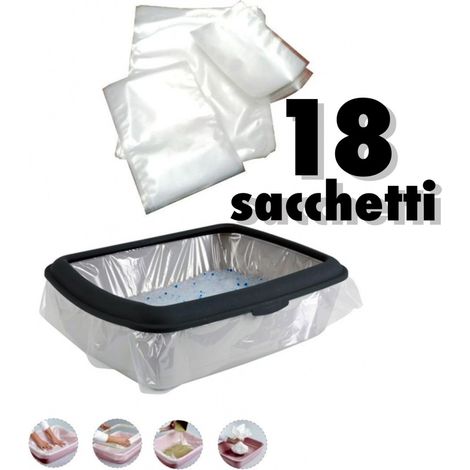 Trade Shop - 18 Bolsas Desechables De Recambio Para Las Bolsas Higiénicas De La Caja De Arena - (1/2)