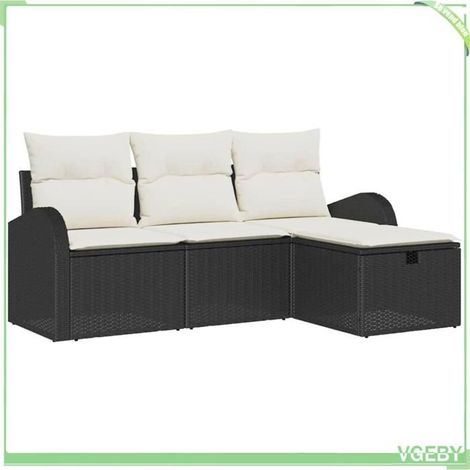 Ensemble de canapé de jardin - FAFEICY - Modulaire - Noir - Poly rotin - Table à hauteur réglable (1/5)