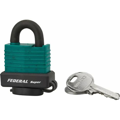 THIRARD - Cadenas à clé Fédéral Lock Sea Line Vert, laiton, extérieur, anse inox, 35mm, 2 clés - THIRARD