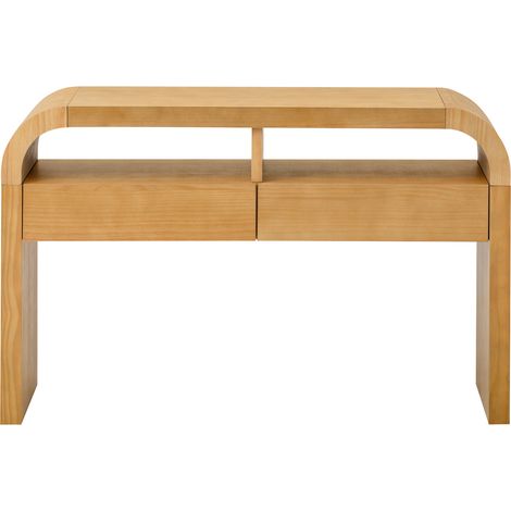 Moderne Konsole aus MDF in Natur mit 2 Schubladen, offenem Fach und verstellbaren Füßen (1/5)