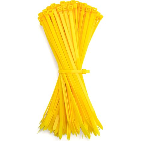 100 x Yellow Plastic Cable Ties for Cable Management Gardening 200 x 4.8 mm (1/5)