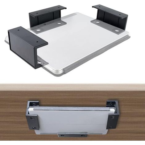 Bardusch-Supports Multifonctionnels sous Le Bureau - Rangement pour Ordinateur Portable, Tablette, Clavier etc. Gagnez de l’Espace et Améliorez Espace de Travail - Installation avec Vis ou Ruban Adhés (1/4)
