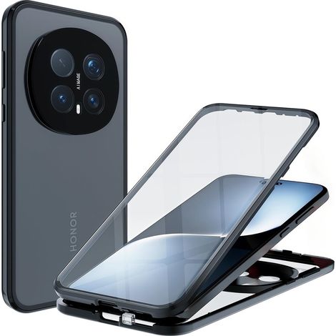 Étui Honor Magic 8 Pro, double verre magnétique, noir (1/4)
