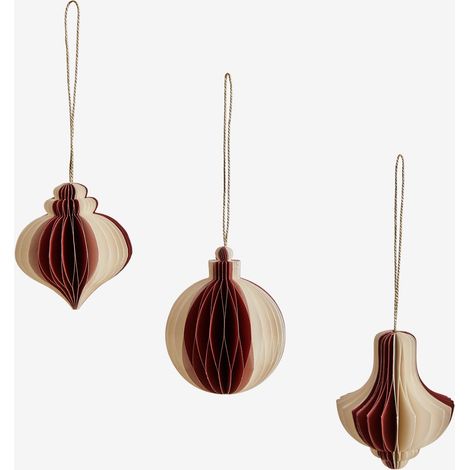 SKLUM Set aus 3 Weihnachtsdekorationen aus Papier Luriane Granat                                  
