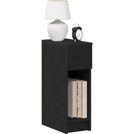 vidaXL Comodini con Cassetto 2 pz Rovere Nero 20x36x60 cm