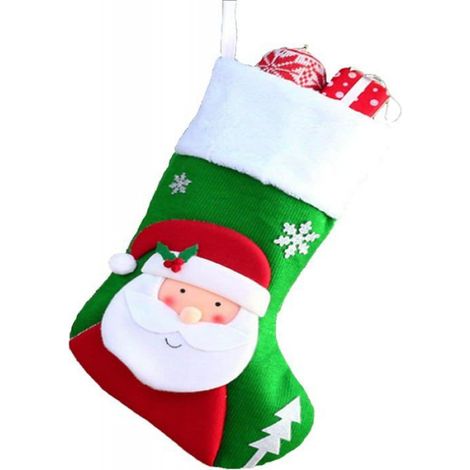 Bas De Noël - 48 Cm Hauteur - Motif Père Noël 3D En Toile De Jute Et Peluche - Pour Cheminée Arbre Porte - Lot De 1 (1/4)