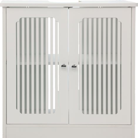 CHICFURN Mueble bajo lavabo 60x30x60 cm MDF y aglomerado blanco, doble puerta de lamas (1/5)