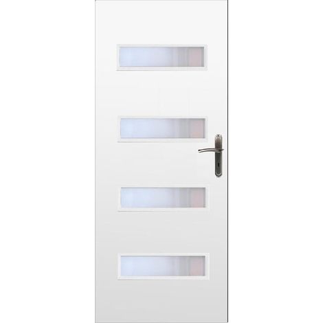 Azura Home Design – Porte d'intérieur vitrée prestige blanc 70 cm – Panneau MDF haute résistance – Verre satiné de sécurité – Poussant gauche – Hauteur 2035 mm