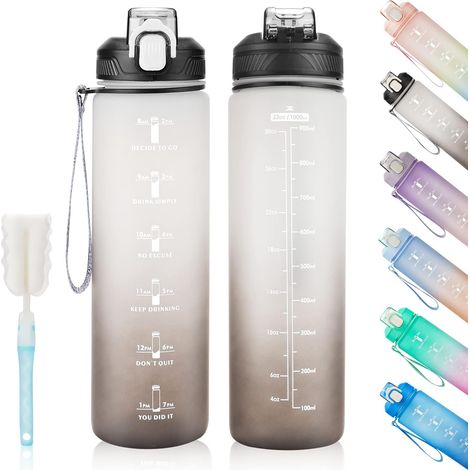 Gourde YC Kitchen Indicator Tempers – Gourmet 950 ml (32 oz) Zutat rafraîchissants, BPA, Paille und Bandoulière, Fitness, Sport und Activités. (1/5)