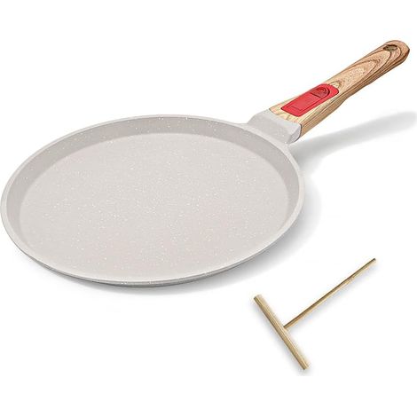 Poêle à Crêpes 20 cm avec Poignée Amovible - Crêpière avec Revêtement Antiadhésif - Fonte Aluminium - Tous Feux dont Induction - Blanc (1/5)