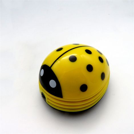 Aspirateur de bureau sans fil mini design coccinelle jaune, aspirateur portable rechargeable pour clavier table maison bureau, nettoyeur compact pratique pour poussière miettes et petits débris du quo (1/5)