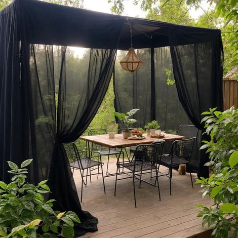 Vela de sol exterior，impermeable，cortinas exteriores para pabellón，jardín y dormitorio，2 piezas，negro，160 x 305 cm (1/2)
