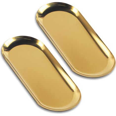 Plateau de Service doré, 32x12 cm,2 Pcs Plateau de décoration doré, (1/5)