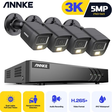 ANNKE 8CH système de sécurité vidéo 5MP H.265 + 5 en 1 DVR enregistreur 3K caméra extérieure étanche Protection CCTV kit de vidéosurveillance 4 caméra (1/5)
