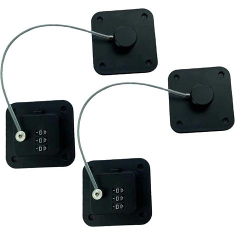Lot de 2 verrous de réfrigérateur à code, ABS noir (1/5)