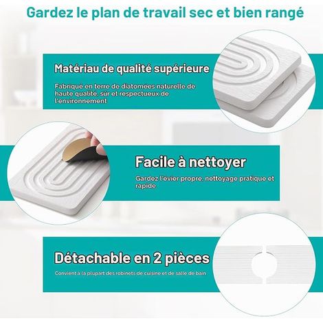 Tapis Absorbant pour évier, Robinet Blanc (1/2)