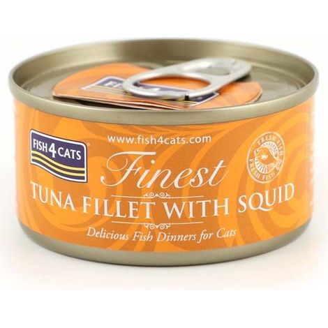 Fish4Cats - Filetti di tonno con calamari - Cibo umido per gatti 70 g (1/2)