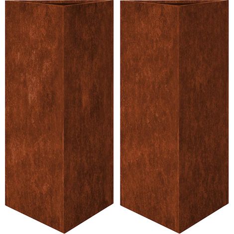 Fioriere da Giardino 2 pz Vaso Triangolari 40x34,5x75cm Acciaio Corten (1/4)