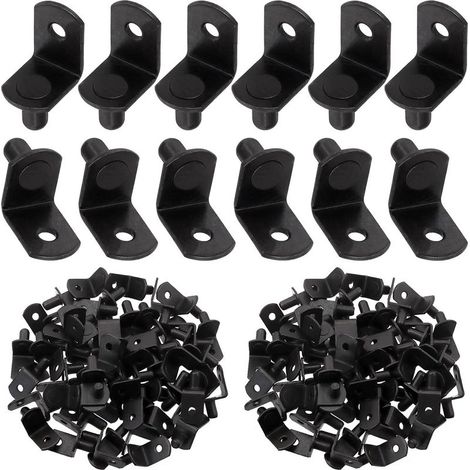 Lot de 60 broches L noires 6 mm, chevilles acier plaqué pour étagères bibliothèque armoires centres de divertissement (1/5)