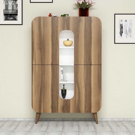 Wandschrank Mine Walnuss Weiß Melamin 93x144x31,8 cm