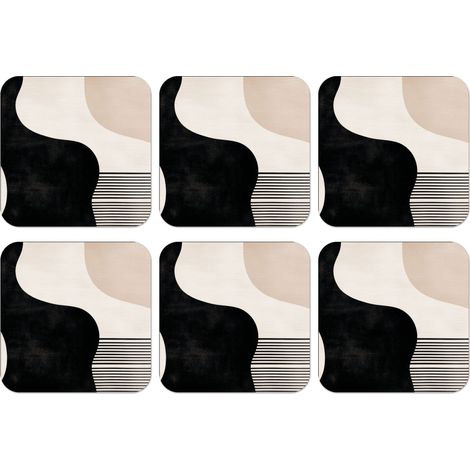 SOTTOBICCHIERI Set di 6Astratto - Giapponese - Beige - Moderno 10x10 cm (1/5)