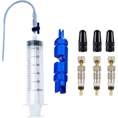 60ML Vélo Tubeless Pneu Liquide Injection Outil Ensemble Pneu Tubeless Scellant Injecteur Seringue Tuyau En Caoutchouc Kit pour Outil De Réparation De Vélo