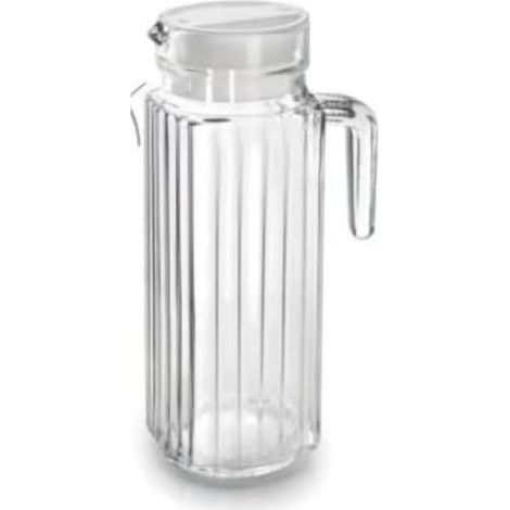 Carafe en Verre Transparent 1000 ML - Avec Couvercle et Poignée - Design Élégant pour Eau et Jus - Usage Quotidien Maison et Bureau - Couleur Incolore