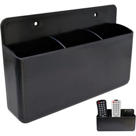 Support de Télécommande avec 3 Compartiment, Porte Telecommande Mural Adhésif, Rangement Telecommande TV, Support Universel Télécommande pour Maison Bureau école (Noir)
