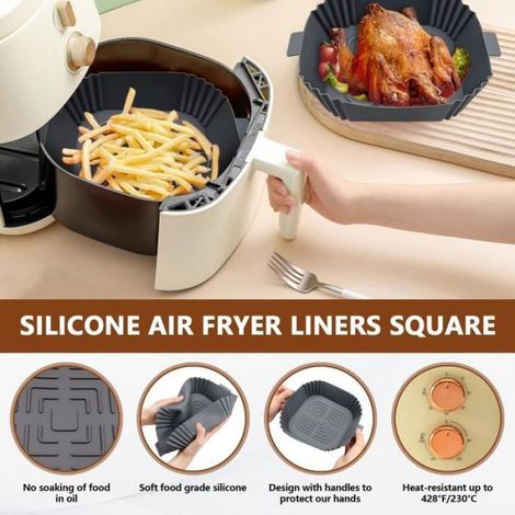 Accessoire Air Fryer 19.5cm, 2 Pièces Pot en Silicone pour Friteuse à Air, Air Fryer Silicone Pot Panier, Réutilisable Aux pour Airf (1/4)