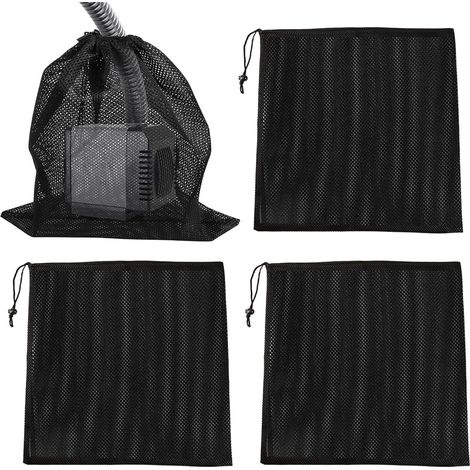Begonia Lot de 4 sacs en maille pour filtre de pompe, 45 x 45 cm, sac de pompe avec cordon de serrage, sac en filet de pompe, sac filtrant pour bassin d'eau en plein air (1/5)