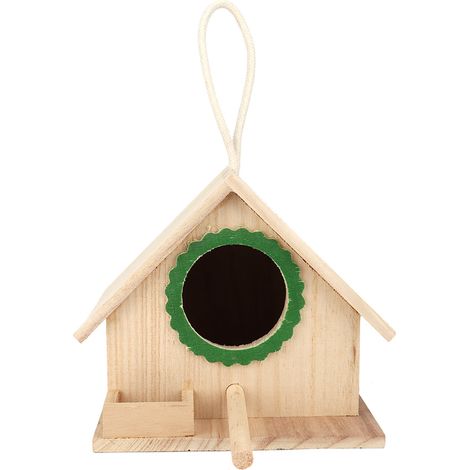 Vogelhaus, robustes hängendes Kiefernholz-Vogelnest für Vögel, Futterstelle und Ruheplatz (Grün) (1/5)