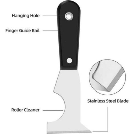 Grattoir - Spatule Multifonction - Acier Inoxydable - Pour Peinture Papier Peint Rouille Joint - 1 Pièce (1/4)